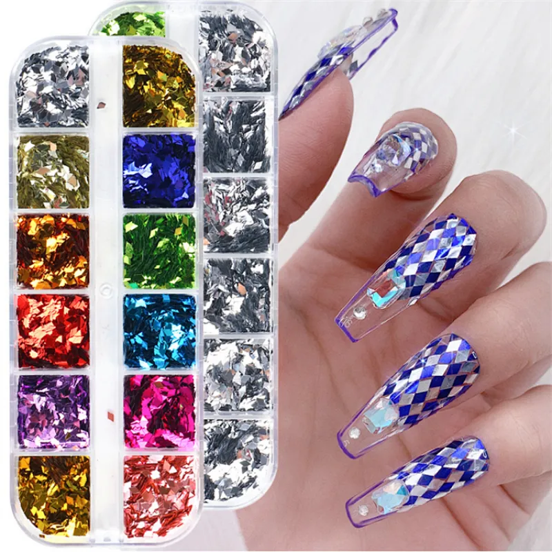 12 Grid Christmas Nail Sequin