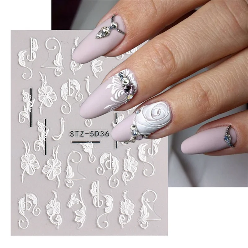 5D Lace Flower Nail Stickers