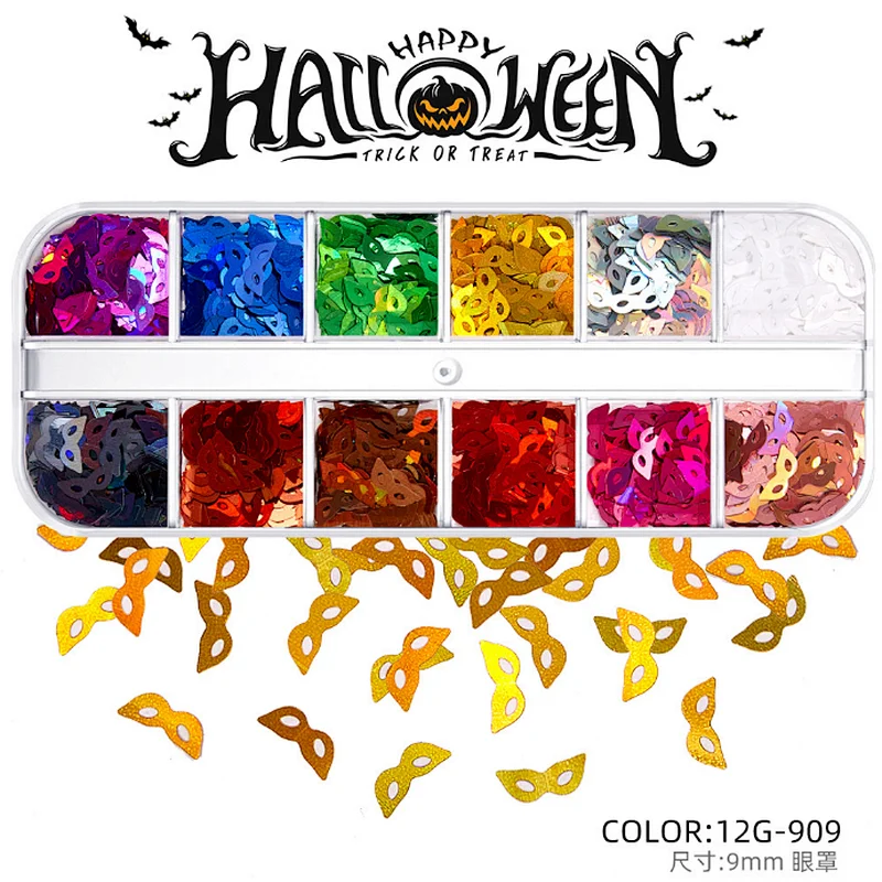12 Grids Halloween Nail Decoration Heart Candy Charms Nail Sequins