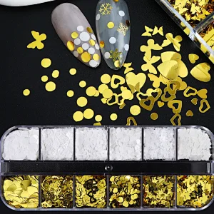 Love Heart Butterfly Flower Round Nail Sequins