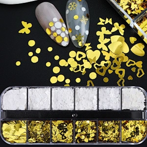 Love Heart Butterfly Flower Round Nail Sequins