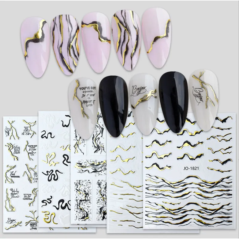 Marbled Gold Hills Nail Stickers