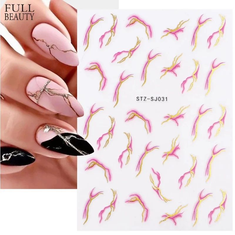Rose gold leaf Back adhesive nail sticker Abstract nail stickers