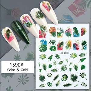 Geometric  Abstract Gilding Leaves Colorful Nail Stickers