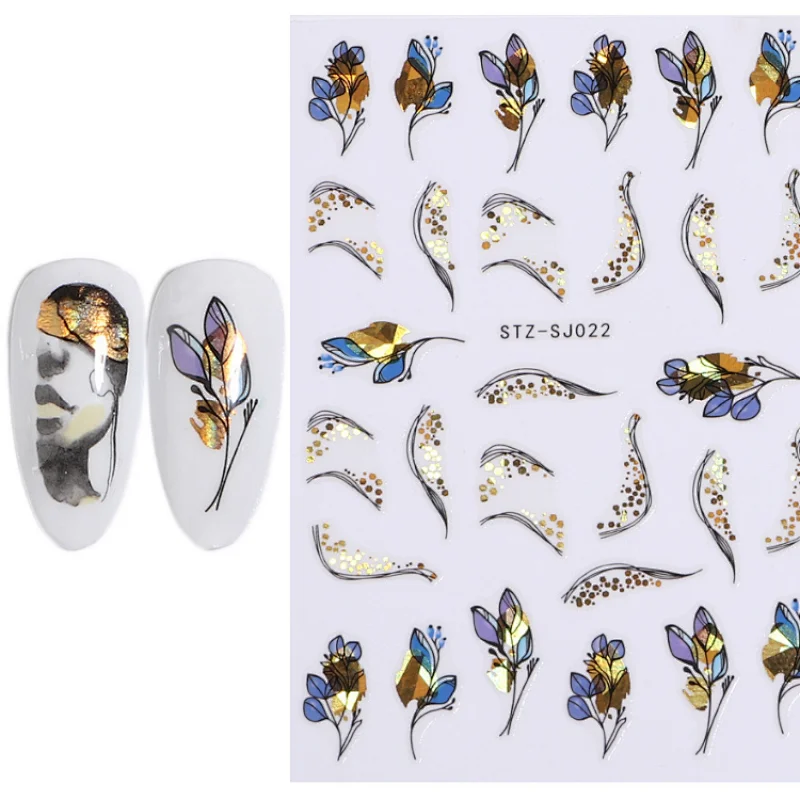 Rose gold leaf Back adhesive nail sticker Abstract nail stickers