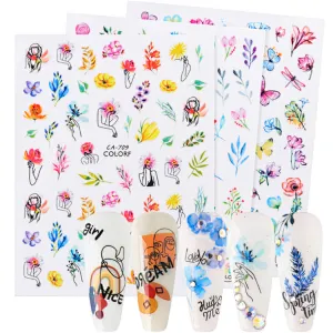 Spring Flower Color Leaf Nail Stickers