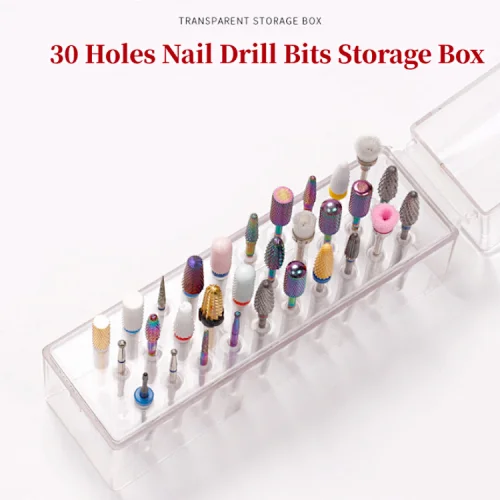 30 Holes Nail Drill Bits Storage Box