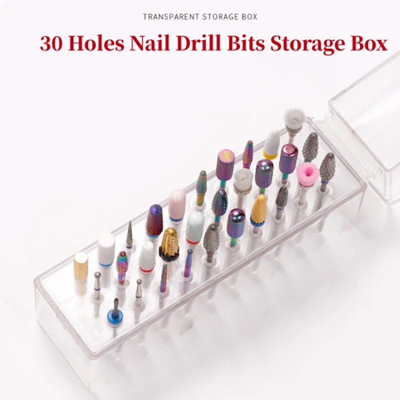 30 Holes Nail Drill Bits Storage Box