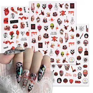 Halloween Skull Red Lips Nail Sticker