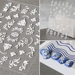 5D Flower Cookie Emoji Face Relief Nail Stickers
