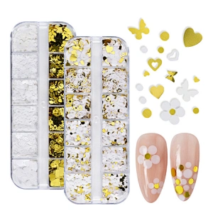 Love Heart Butterfly Flower Round Nail Sequins