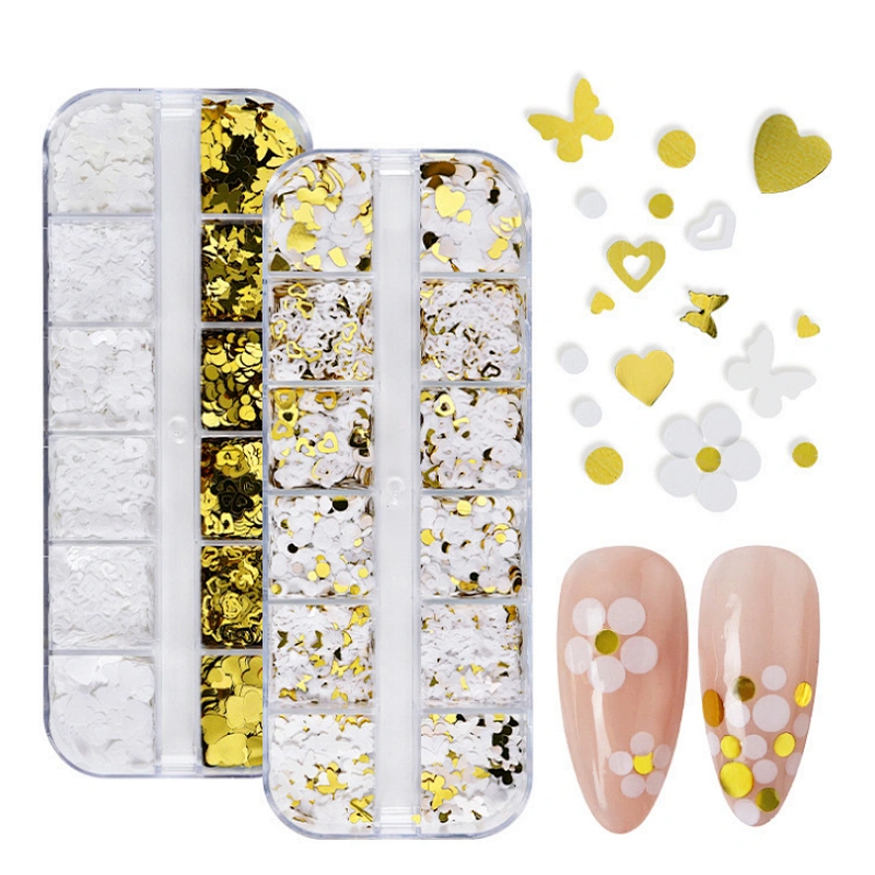 Love Heart Butterfly Flower Round Nail Sequins
