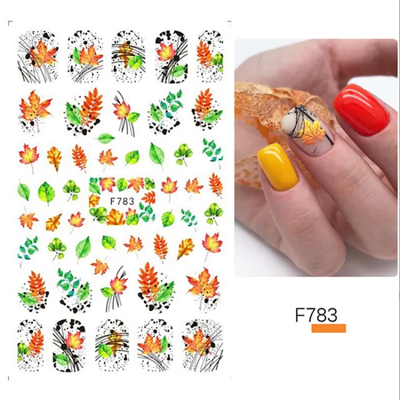 Autumn Maple Leaf Owl Nail Stickers