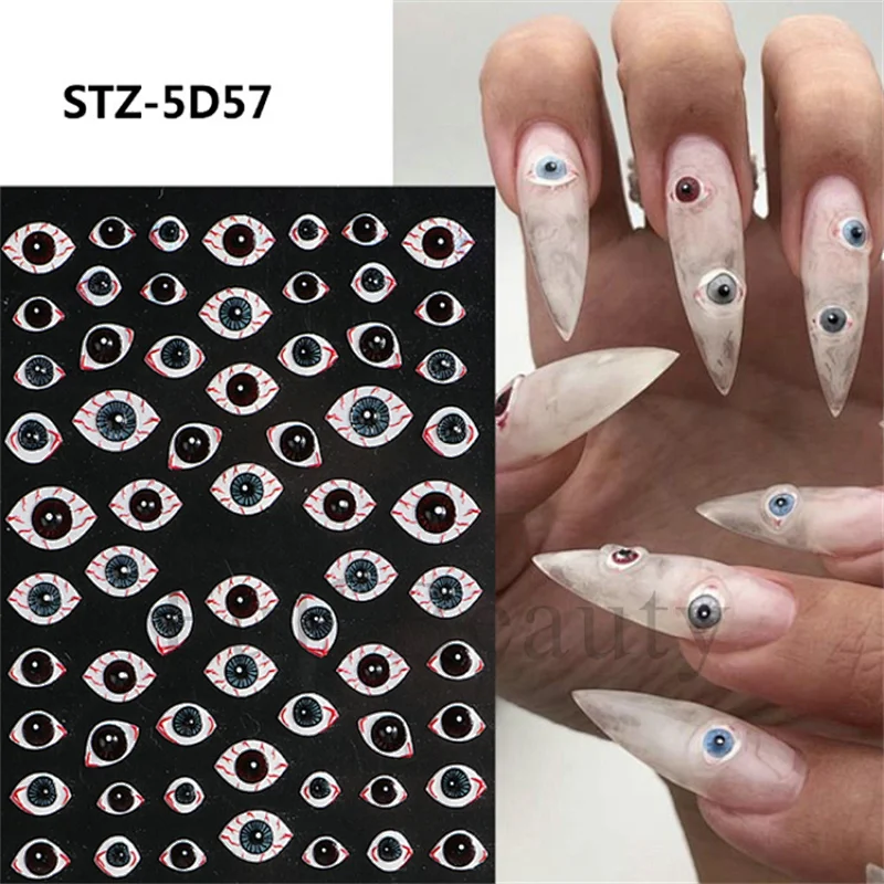 Halloween 5D Spider Web Pumpkin Skull  Nail Stickers