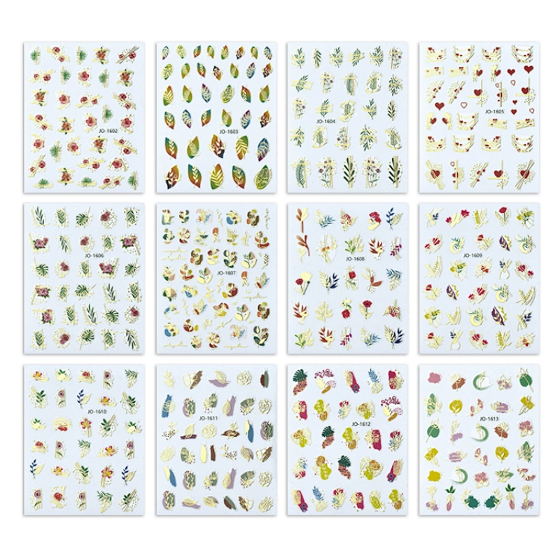 Geometric  Abstract Gilding Leaves Colorful Nail Stickers