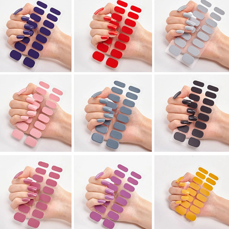 Full Back Adhesive Solid Color Nail Stickers
