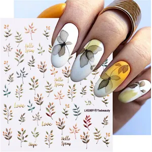 Spring Flower Color Leaf Nail Stickers