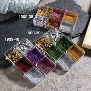 6 Grids Laser Mirror Foil Powder Set