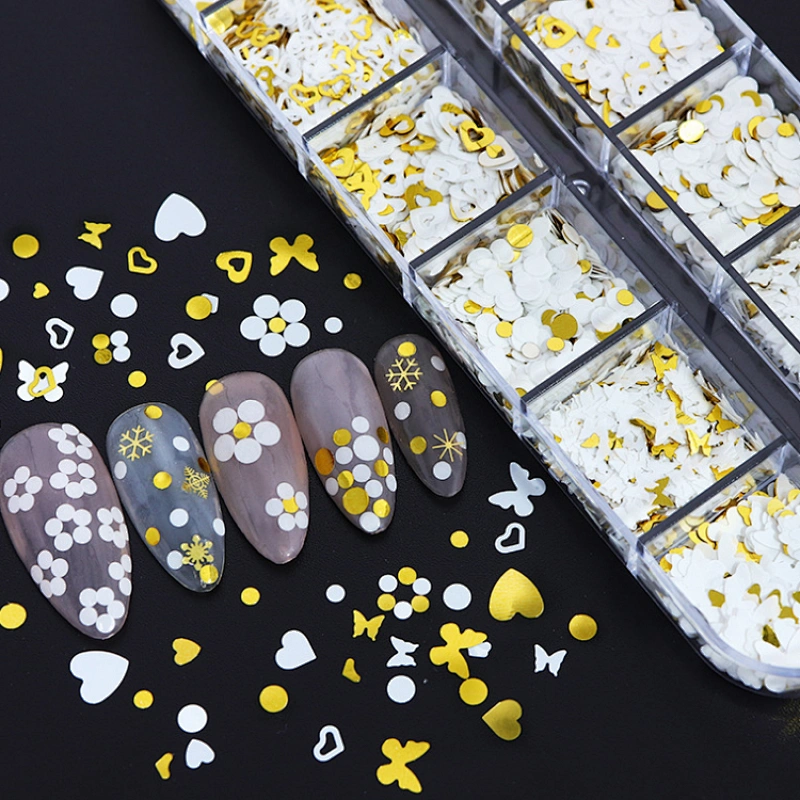 Love Heart Butterfly Flower Round Nail Sequins