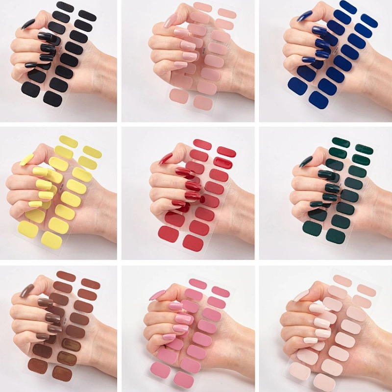 Full Back Adhesive Solid Color Nail Stickers