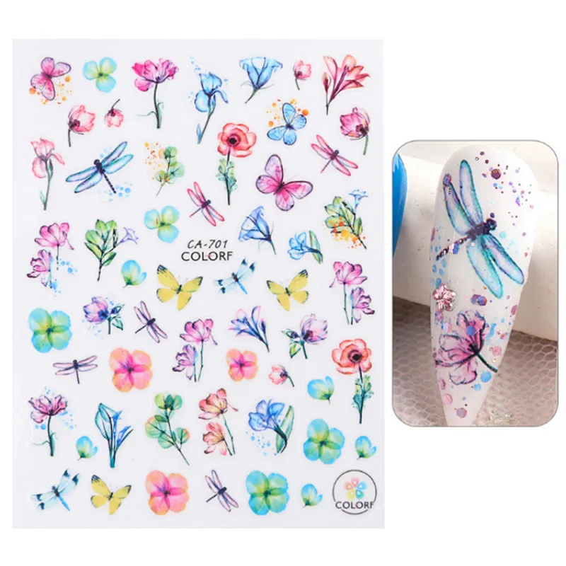 Spring Flower Color Leaf Nail Stickers