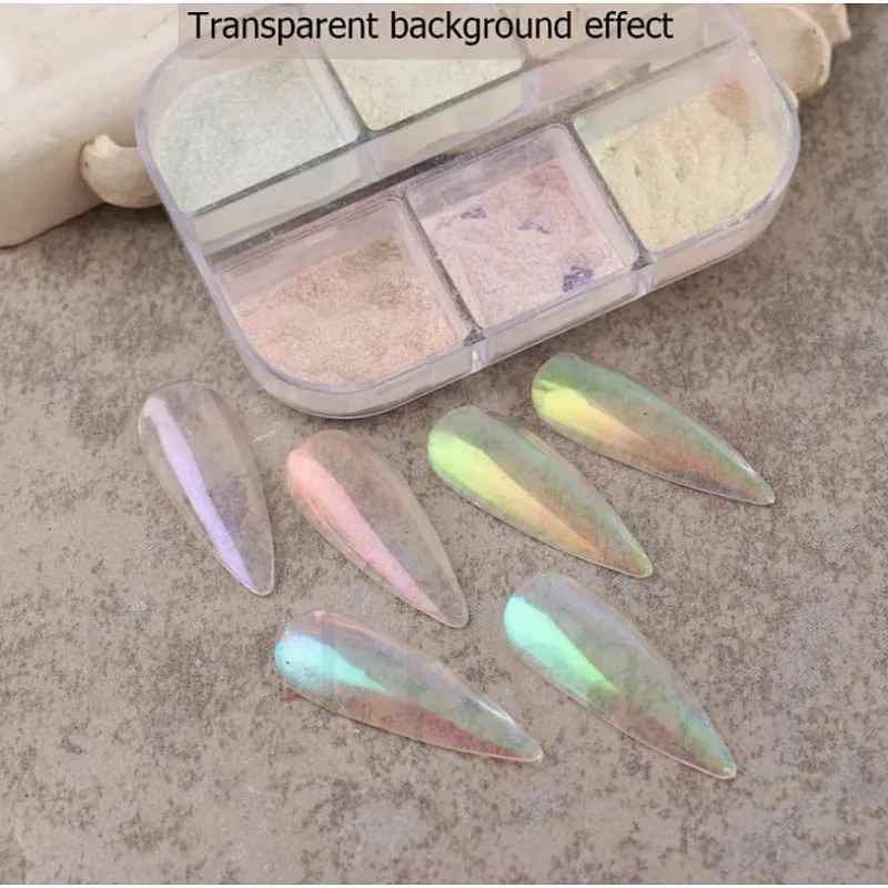 6 Grids Sugar Aurora Shell Mirror Powder