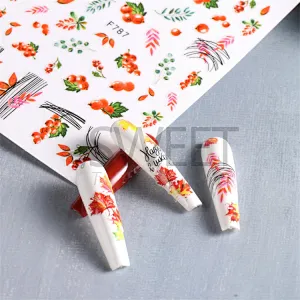 Autumn Maple Leaf Owl Nail Stickers