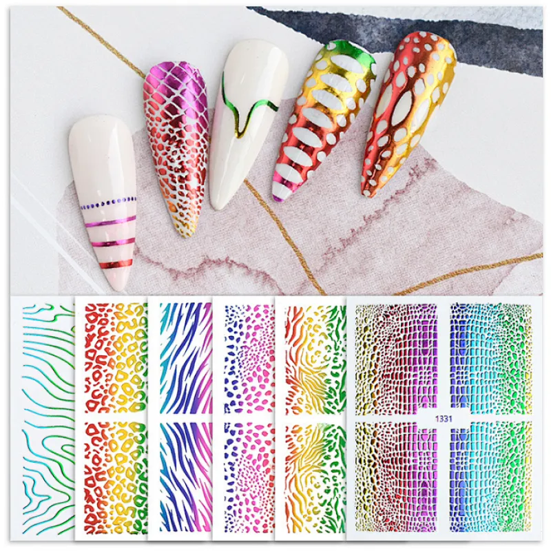 Animal Checkered Snakeskin Nail Stickers