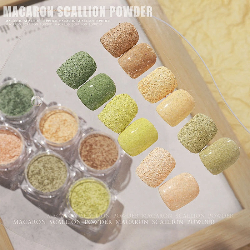 6 Color Macaron Nail Sawdust Powder