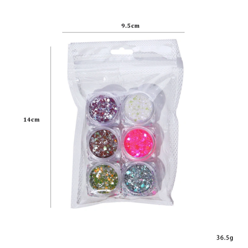 6 Grids Reflective Nail Sequins
