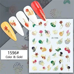 Geometric  Abstract Gilding Leaves Colorful Nail Stickers
