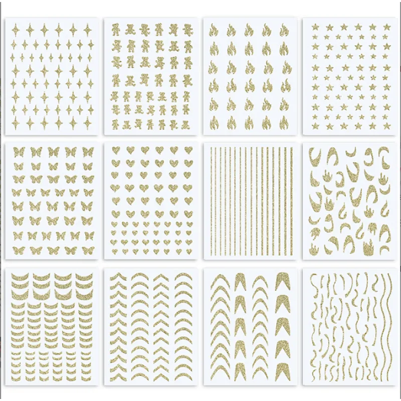 Gold and Silver Star Cure Love Nail Stickers