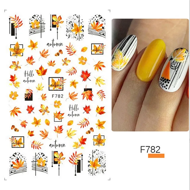 Autumn Maple Leaf Owl Nail Stickers