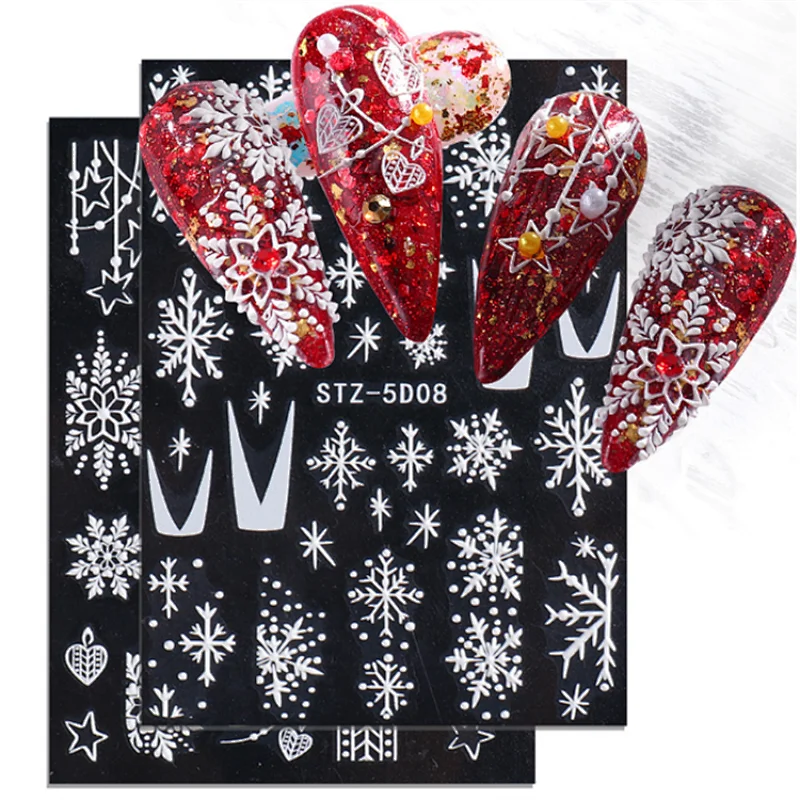 5D Christmas Snowflake Nail Stickers
