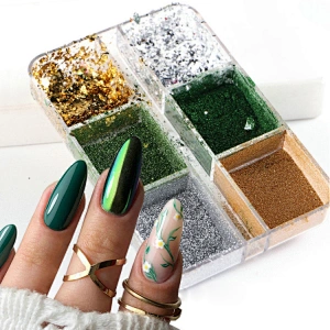 6 Grids Laser Mirror Foil Powder Set