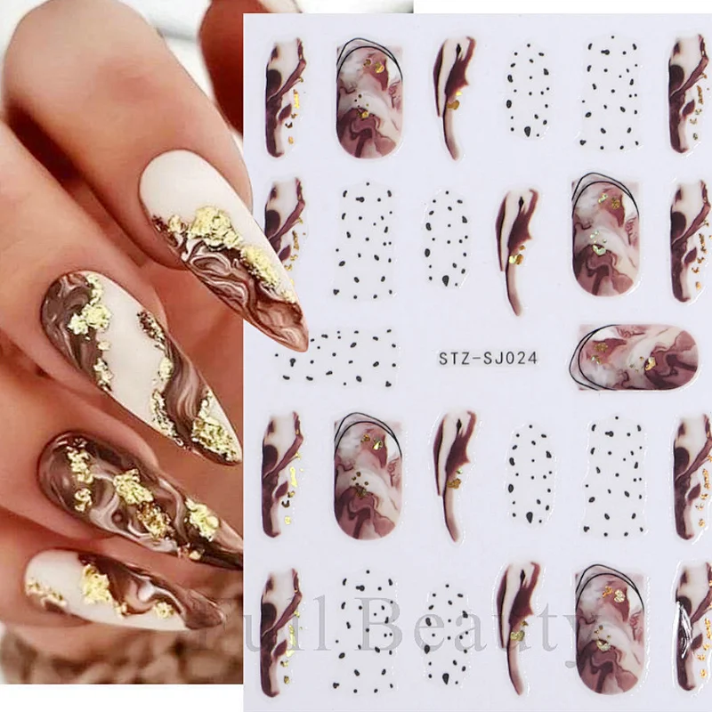 Rose gold leaf Back adhesive nail sticker Abstract nail stickers