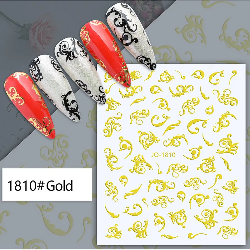 Gold Plated Retro Bohemian Totem Nail Stickers