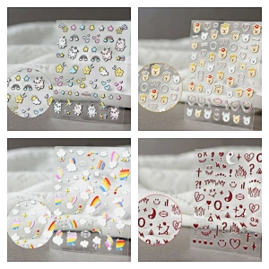 5D Flower Cookie Emoji Face Relief Nail Stickers