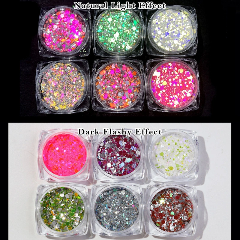 6 Grids Reflective Nail Sequins