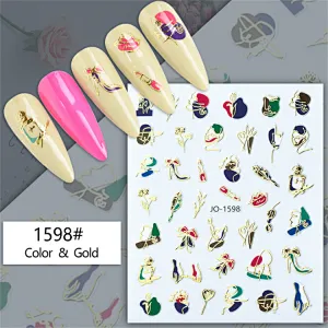 Geometric  Abstract Gilding Leaves Colorful Nail Stickers