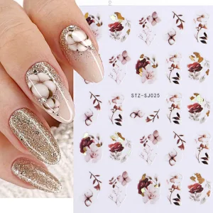Rose gold leaf Back adhesive nail sticker Abstract nail stickers