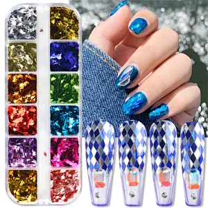 12 Grid Christmas Nail Sequin