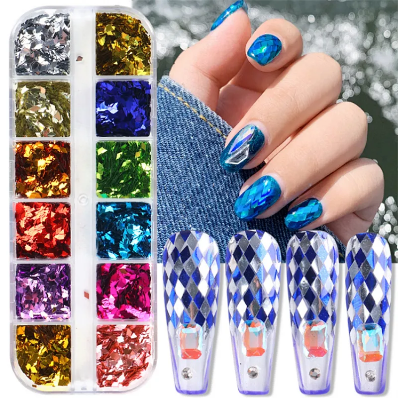 12 Grid Christmas Nail Sequin
