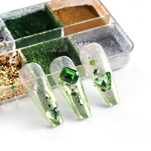 6 Grids Laser Mirror Foil Powder Set