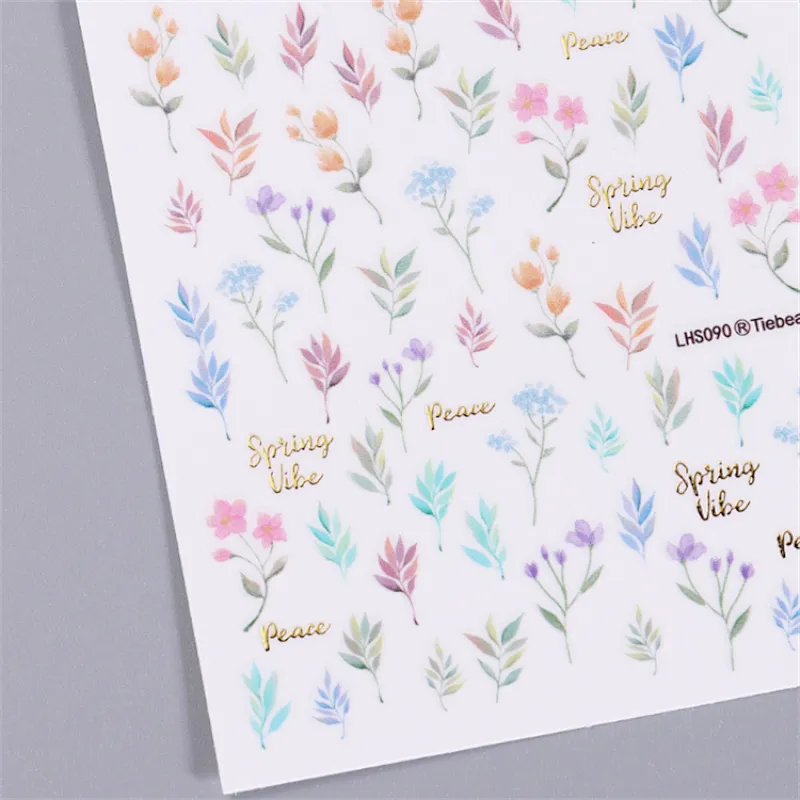 Spring Flower Color Leaf Nail Stickers
