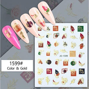 Geometric  Abstract Gilding Leaves Colorful Nail Stickers