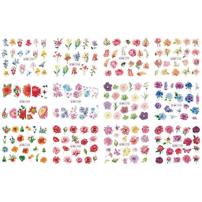 Flower Water Transfer Nail Stickers