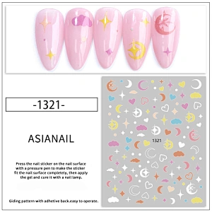 Dreamy Cloud/Moon/Stars/Shooting stars/Rainbow of Hearts Nail Stickers