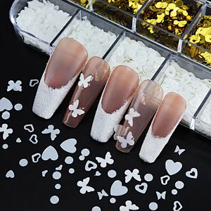 Love Heart Butterfly Flower Round Nail Sequins