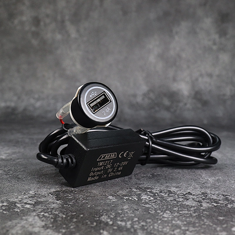 Single USB Charger Socket 12V or 24V Black